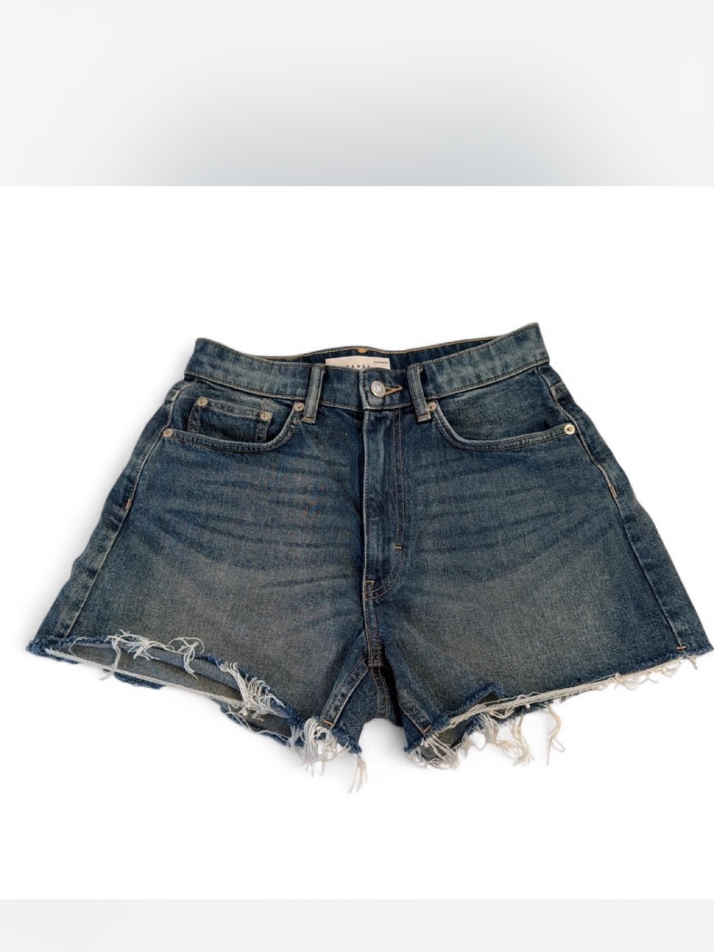 Topshop Washed Blue Distressed Denim Shorts